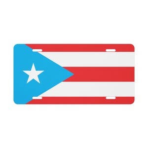 Placa personalizada con la bandera de Puerto Rico: accesorio azul claro para el club de autos, orgullo boricua y cultura lowrider.
