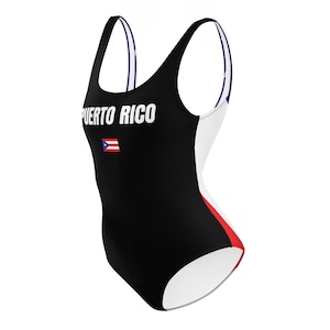 Puerto Rico One-Piece Swimsuit Back Print Heritage Boricua Beachwear Poolside Vacation Beach Womens Tropical Exotic Style Swimwear