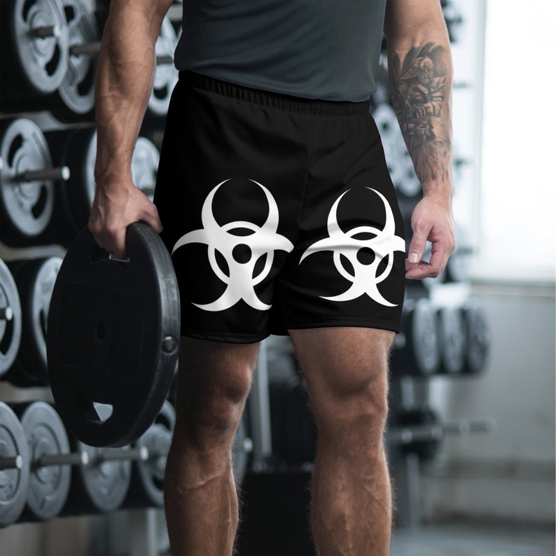 Biohazard Men's Recycled Athletic Shorts - White Black