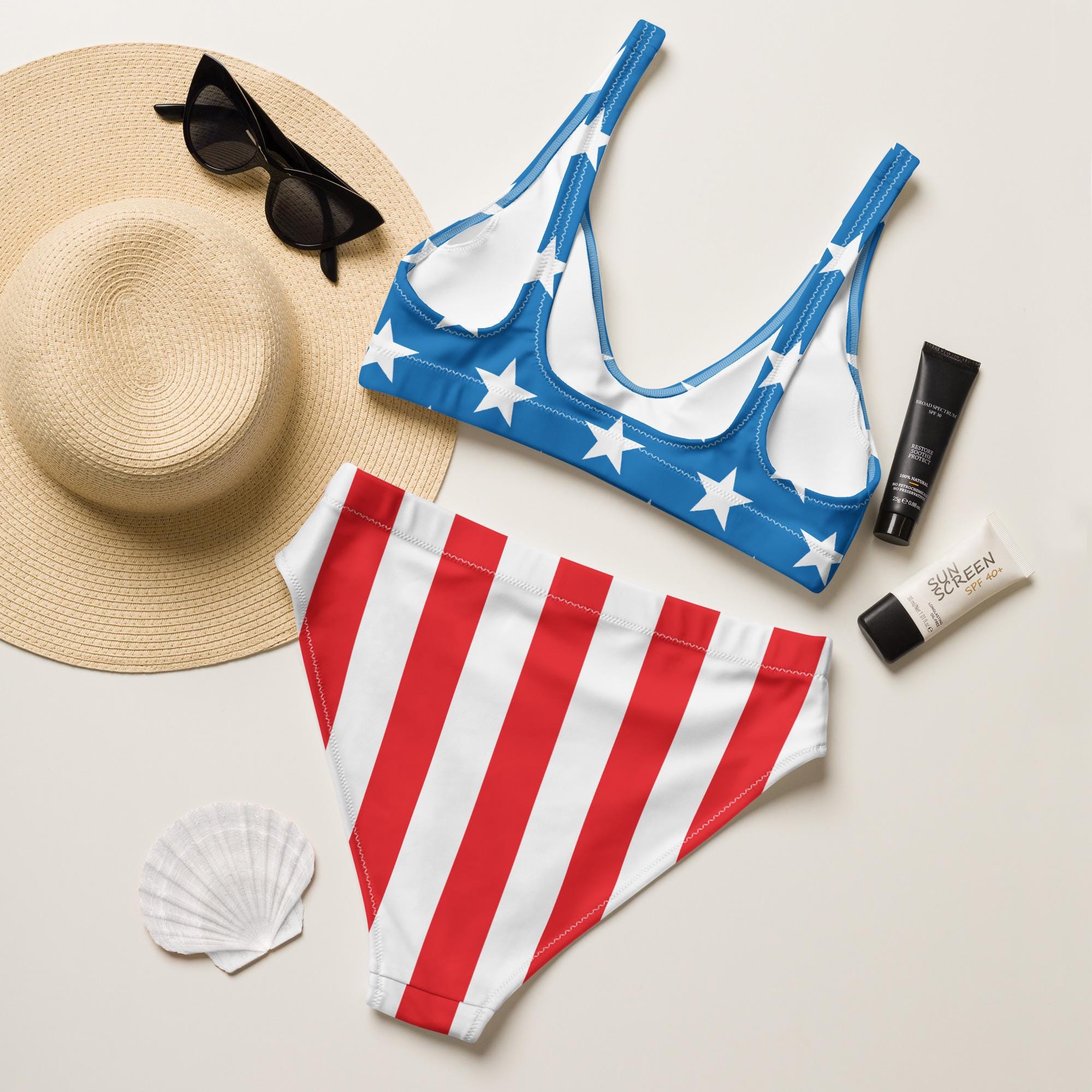 アメリカ国旗ハイウエストビキニ – USA Patriotic Swimwear - Etsy 日本