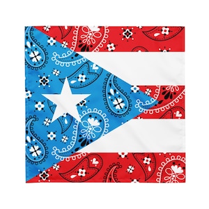 Schal 100% puertor Rico Paisley Flaggen-Bandana - Rot, Weiß, Hellblauer Boricua-Print für Haare, Gepäck, Taschen & Island Style