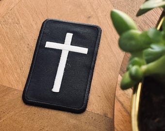 Cross Embroidered 3” Patch – Crucifix Christian Symbol of Faith & Redemption Insignia