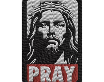 Jesus Pray Embroidered Patch – Christian Gift with Street Art Style for Jackets, Backpacks & Skater Looks