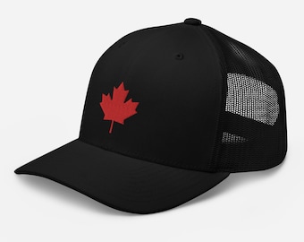 Canada Maple Leaf Trucker Cap Stylish Mesh Camping Hat | Adjustable Snap Closure Essential Canada Casual Wear Breathable Summer Sports Hat