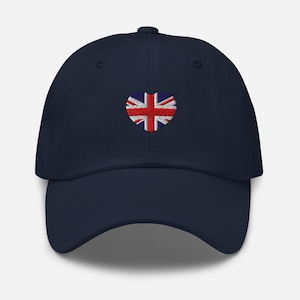 United Kingdom Flag Heart Dad Hat – Embroidered Minimalist British Pride Cap