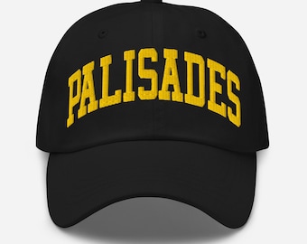 Palisades Dad Hat – Gold Embroidered College Cap, California Coastal Baseball Hat