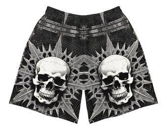 Short de sport recyclé pour homme « Momento Mori » style rococo tête de mort bandana - 04