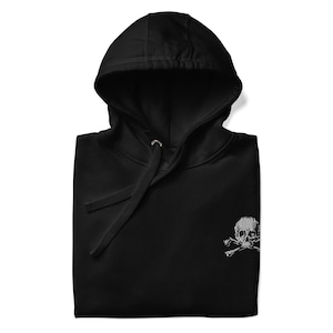 Skull & Bones Embroidered Unisex Hoodie Gothic Fashion Skull Crossbones Metal Punk Pirate Biker Occult