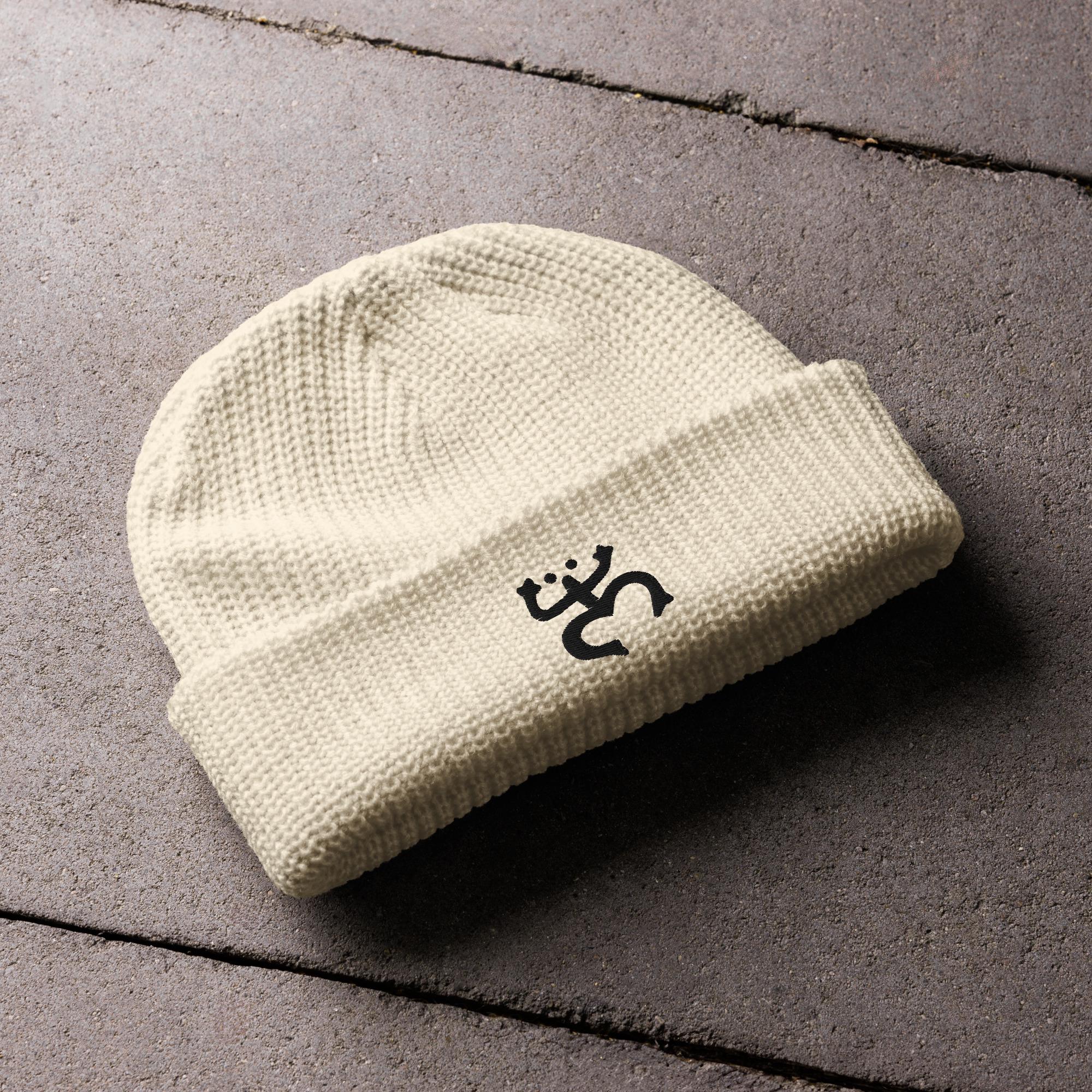 Taíno Coqui Frog Fisherman Beanie Black Embroidered Minimal