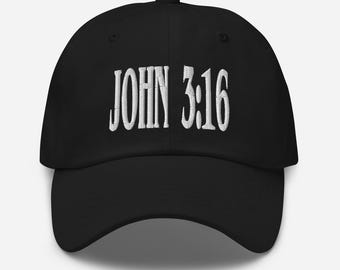 John 3:16 Dad Hat Embroidered Minimalist – Bible Verse ‘God So Loved the World’ Christian Faith Cap