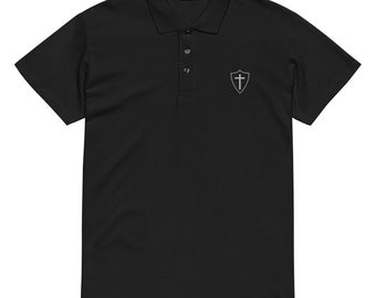 Armor of God Cross Shield Logo Polo Shirt – Premium Pique Cotton