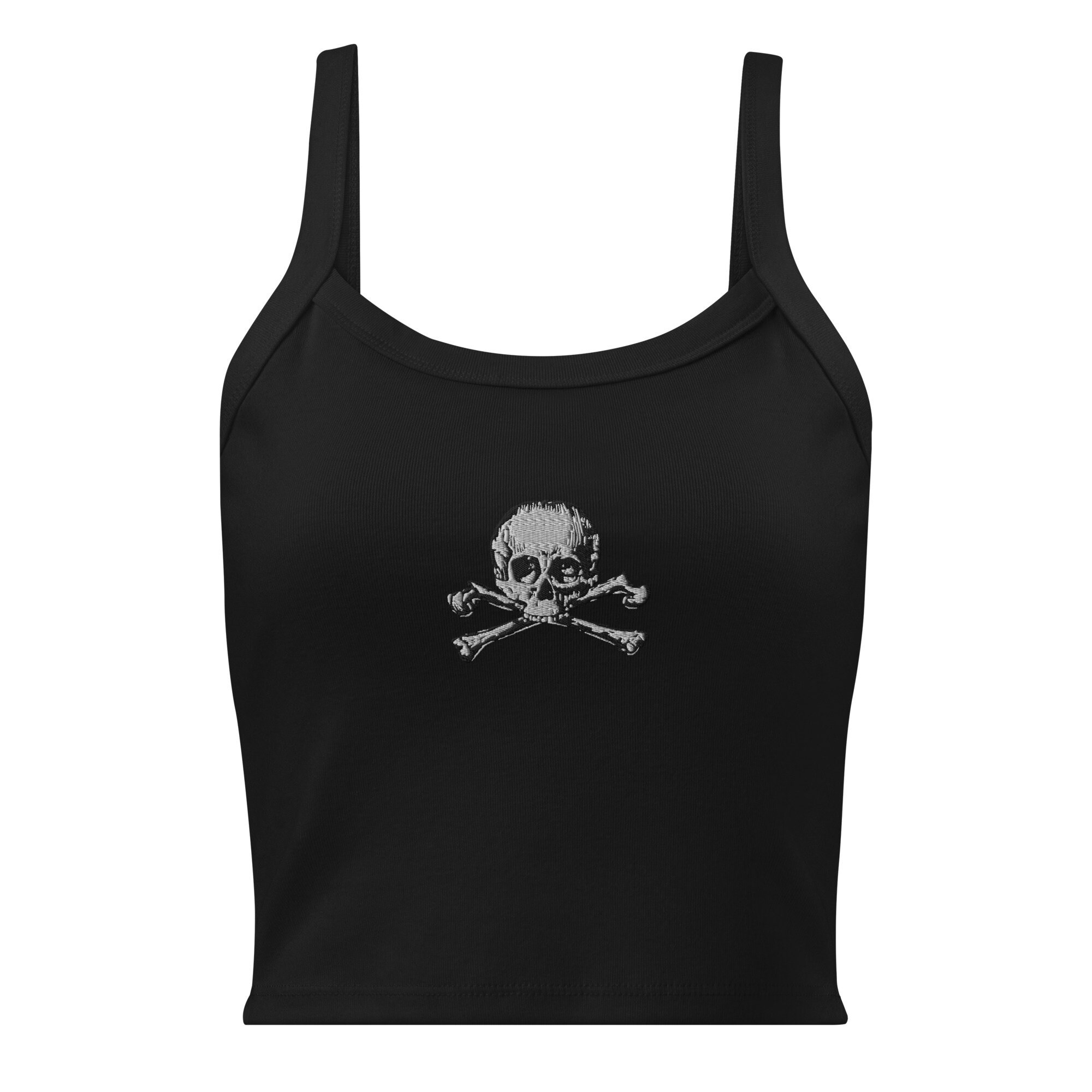 Skull Crossbones Women's Micro Rib Tank Top – Embroidered