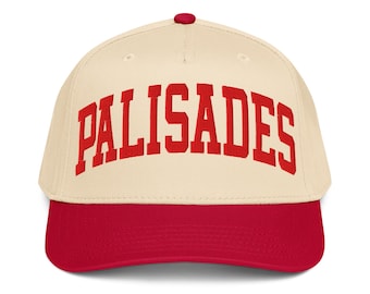 Palisades Two-Tone 5 Panel Cap – Red Embroidered California Snapback Hat