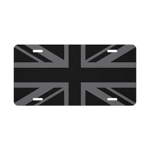 United Kingdom Flag Blackout Vanity License Plate – Minimalist Monochrome UK Pride Plate for Cars, Rooms & Displays