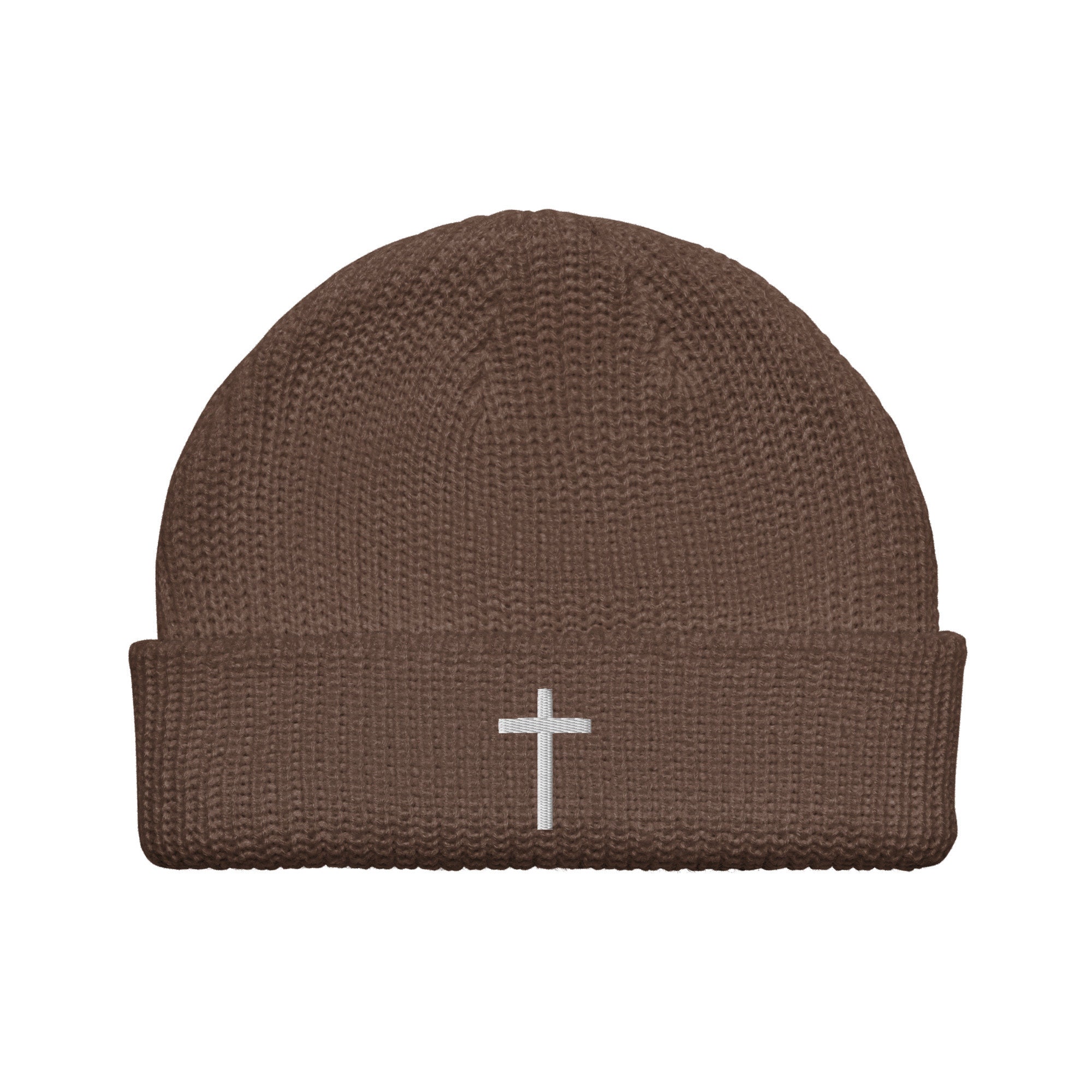 Cross Fisherman Beanie Embroidered Crucifix – Christian Faith Knit