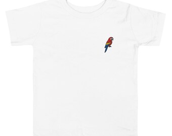 Macaw Embroidered Toddler T-Shirt – Parrot Bird Kids Tee, Tropical Animal Shirt (2T-5T)