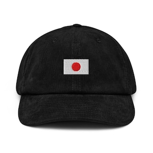 Japan Flag Corduroy Hat - Japanese Style Embroidered Heritage Headwear