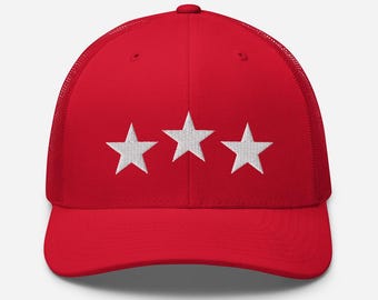 3 Triple Star Trucker Cap – Bold Graphic Mesh Hat With