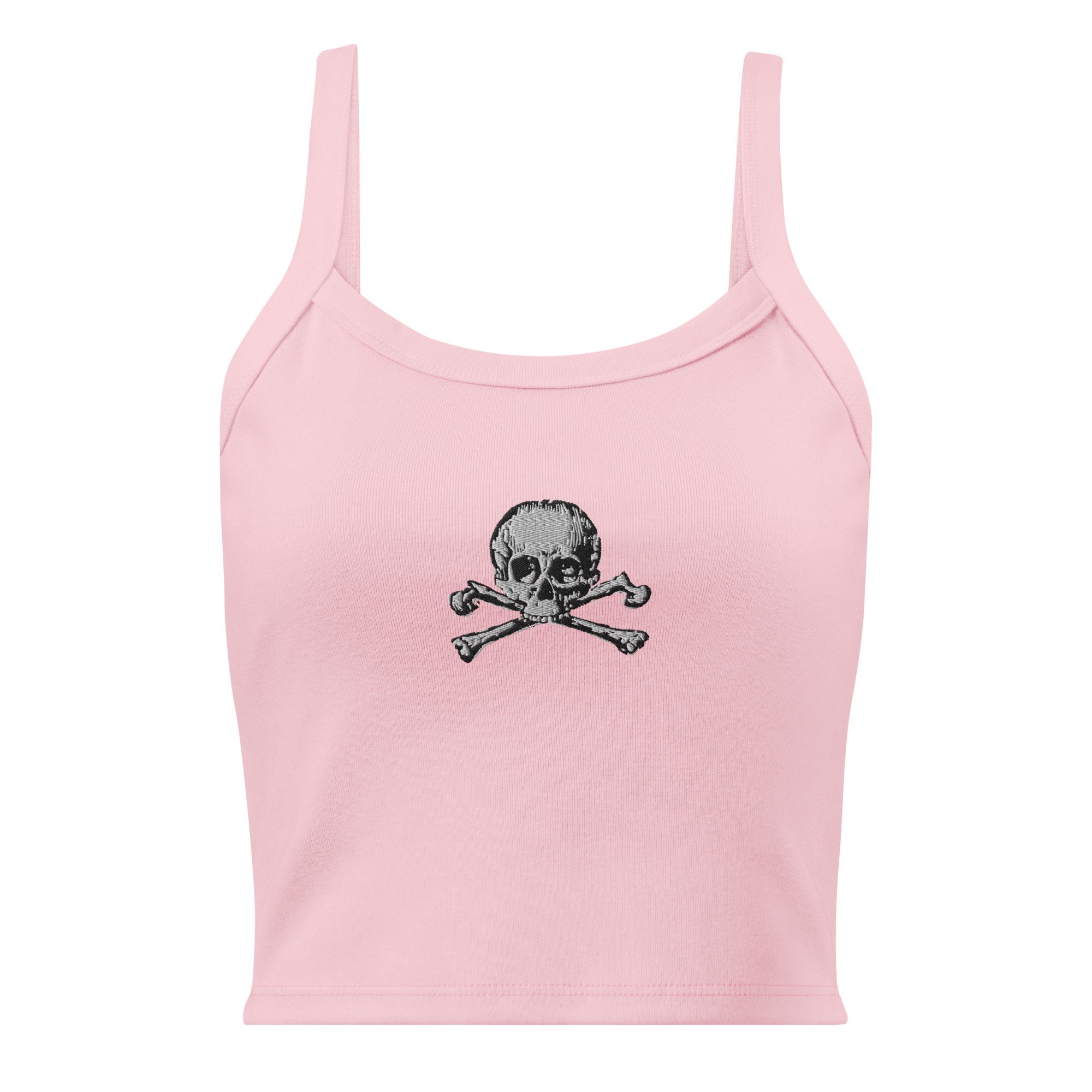 Skull Crossbones Women's Micro Rib Tank Top – Embroidered
