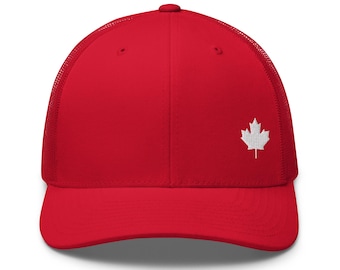 Canada Maple Leaf Embroidered Trucker Hat – Canadian Flag Mesh Back Cap