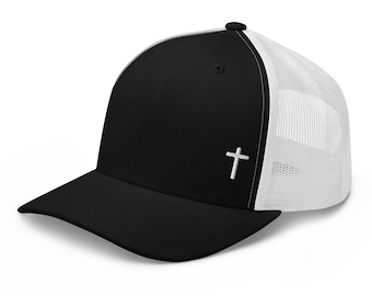 Mini Cross Trucker Cap – Embroidered Christian Mesh Hat, Minimal Faith Design