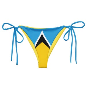 Bas de bikini string Sainte-Lucie - Maillot de bain des îles des Caraïbes avec liens réglables Style beachwear des Antilles