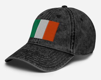 Ireland Flag Vintage Cotton Twill Cap – Embroidered Irish Dad Hat Washed Baseball Cap