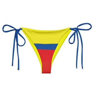 Colombia String Bikini Bottom – Vibrant Tropical Print, Sleek Adjustable Beachwear