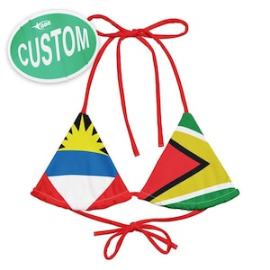 Custom vlag string bikinitop gepersonaliseerd badpak voor dames Perfect verjaardagscadeau Dubbele banner International Pride Unieke strandkledingcombinaties