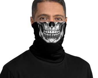 Human Skull Teeth Neck Gaiter – Gothic Horror Face Cover, Spooky Skeleton Costume Mask