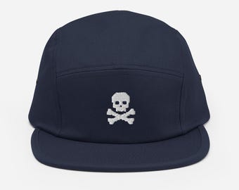 Jolly Roger Five Panel Cap Embroidered Skull & Crossbones – Minimalist Pirate Aesthetic Hat