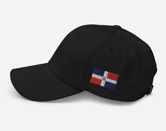 Gorra bordada de República Dominicana con bordado lateral de República Dominicana y cultura caribeña