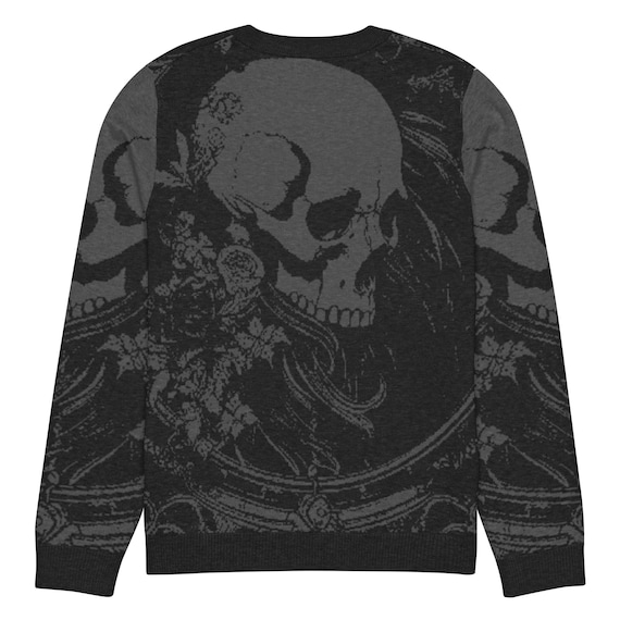 Totenkopf-Rokoko-Strickpullover mit Rundhalsausschnitt Barock