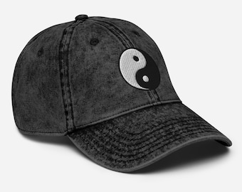 Yin Yang Embroidered Cotton Twill Cap – Vintage Style