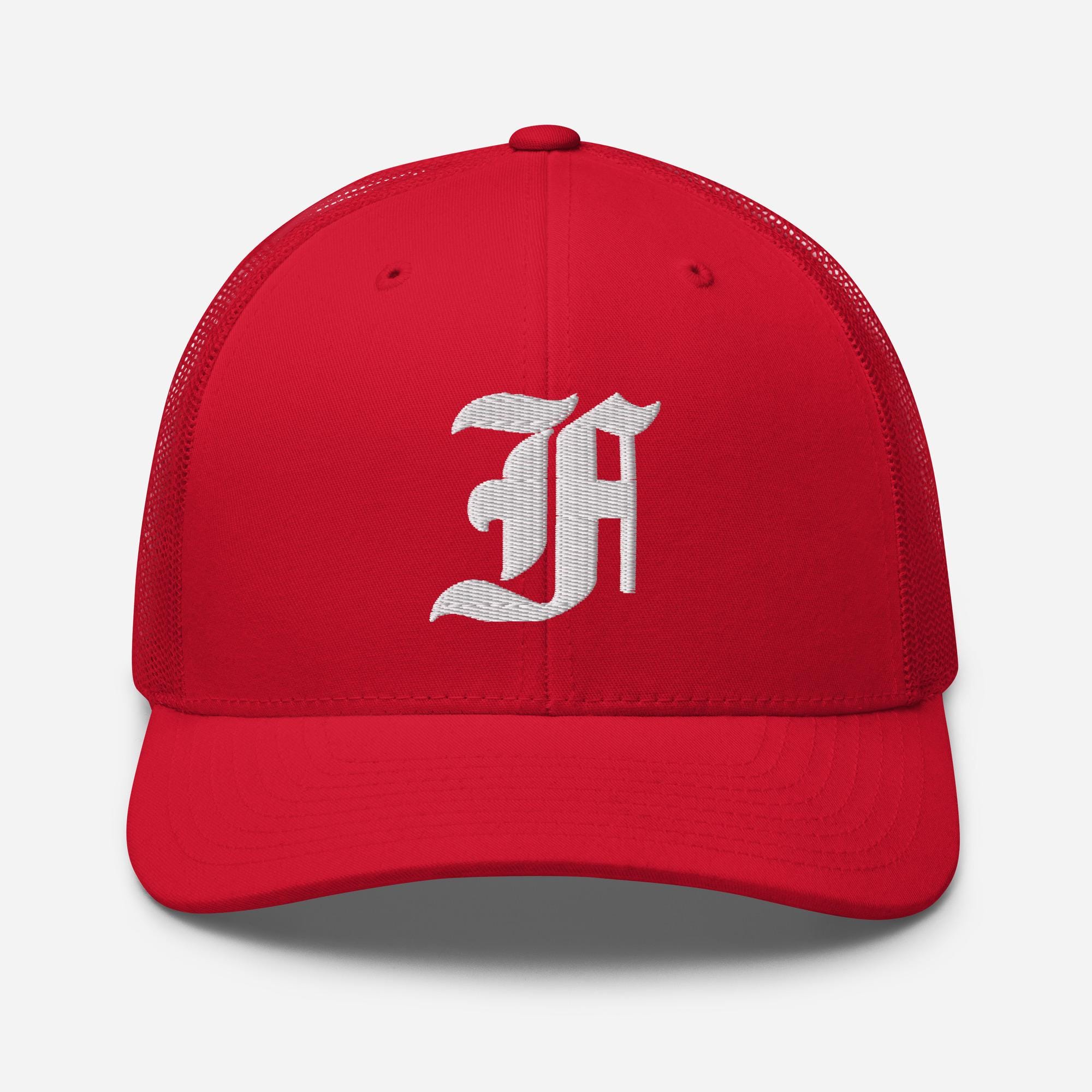 Letter F Old English Trucker Cap Embroidered – Gothic  display picture 2