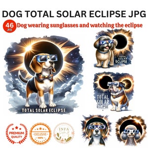Totale zonsverduistering met honden clipart, Amerika Totality totale zonsverduistering, totale zonsverduistering, Amerika zonsverduistering, zonsverduistering JPG