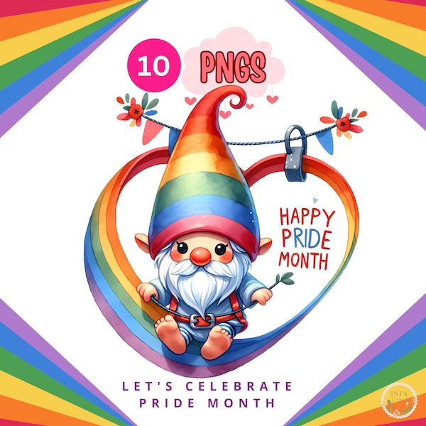 LGBTQ Pride Gnome Watercolor Clipart Collection3, Pride Gnome Clipart, Gnome PNG, Pride Month, Gnome PNG, Gnome Clipart