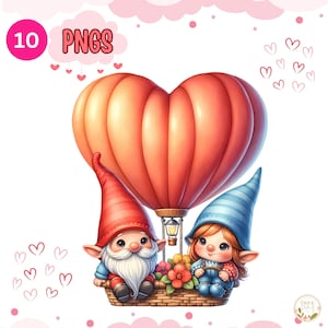 Gnomo com o veículo em Valentine clipart Collection1, pacote de clipart Gnome, gráficos Gnome PNG, sublimação de Gnome, fundo transparente