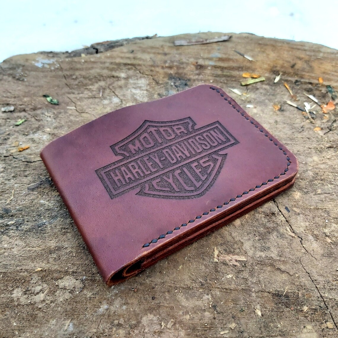Handmade. Harley Davidson Genuine Leather Wallet. Bourbon Etsy
