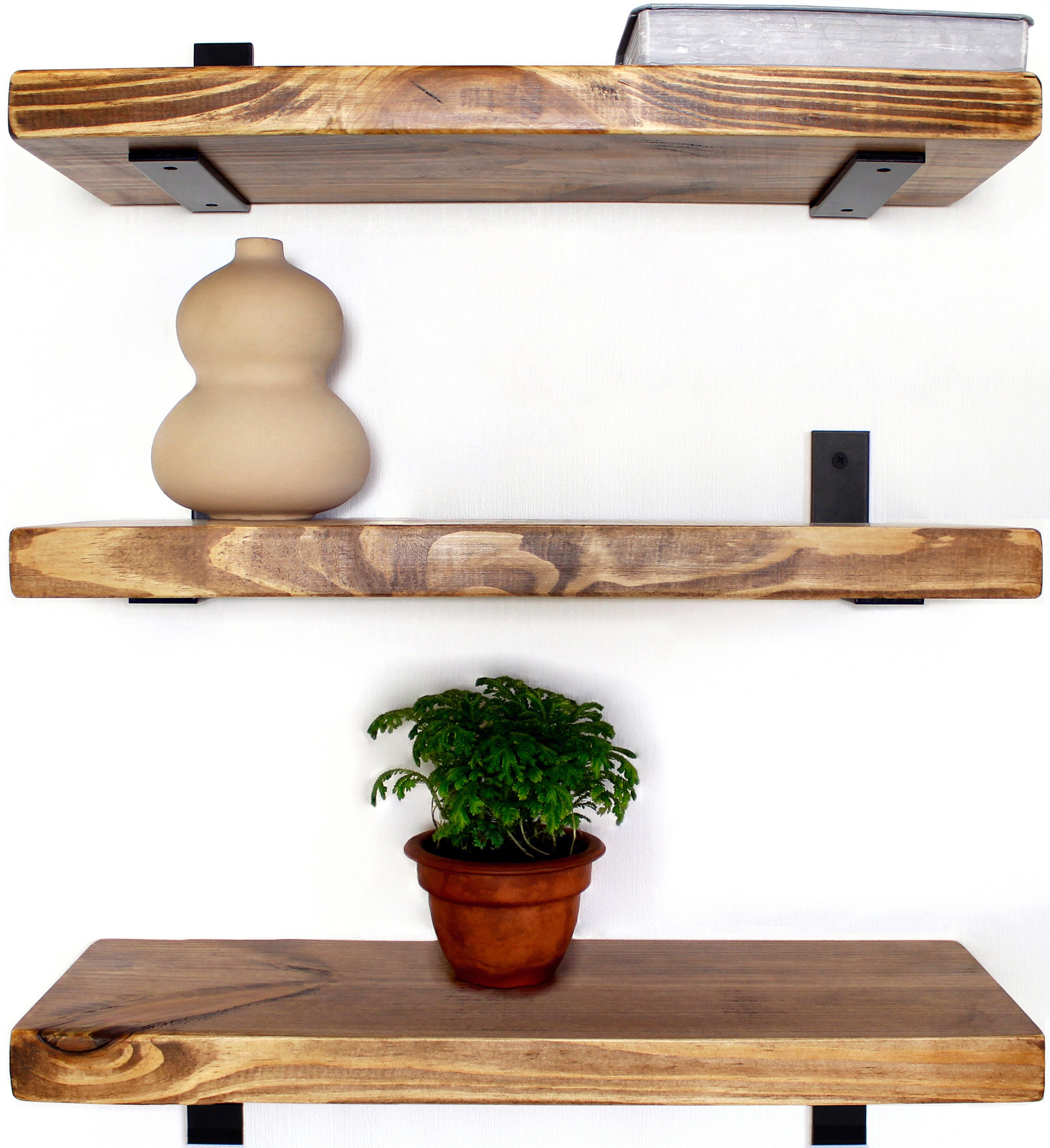 3 tier Rustic Floating Shelf Industrial Floating Book Shelves Etsy