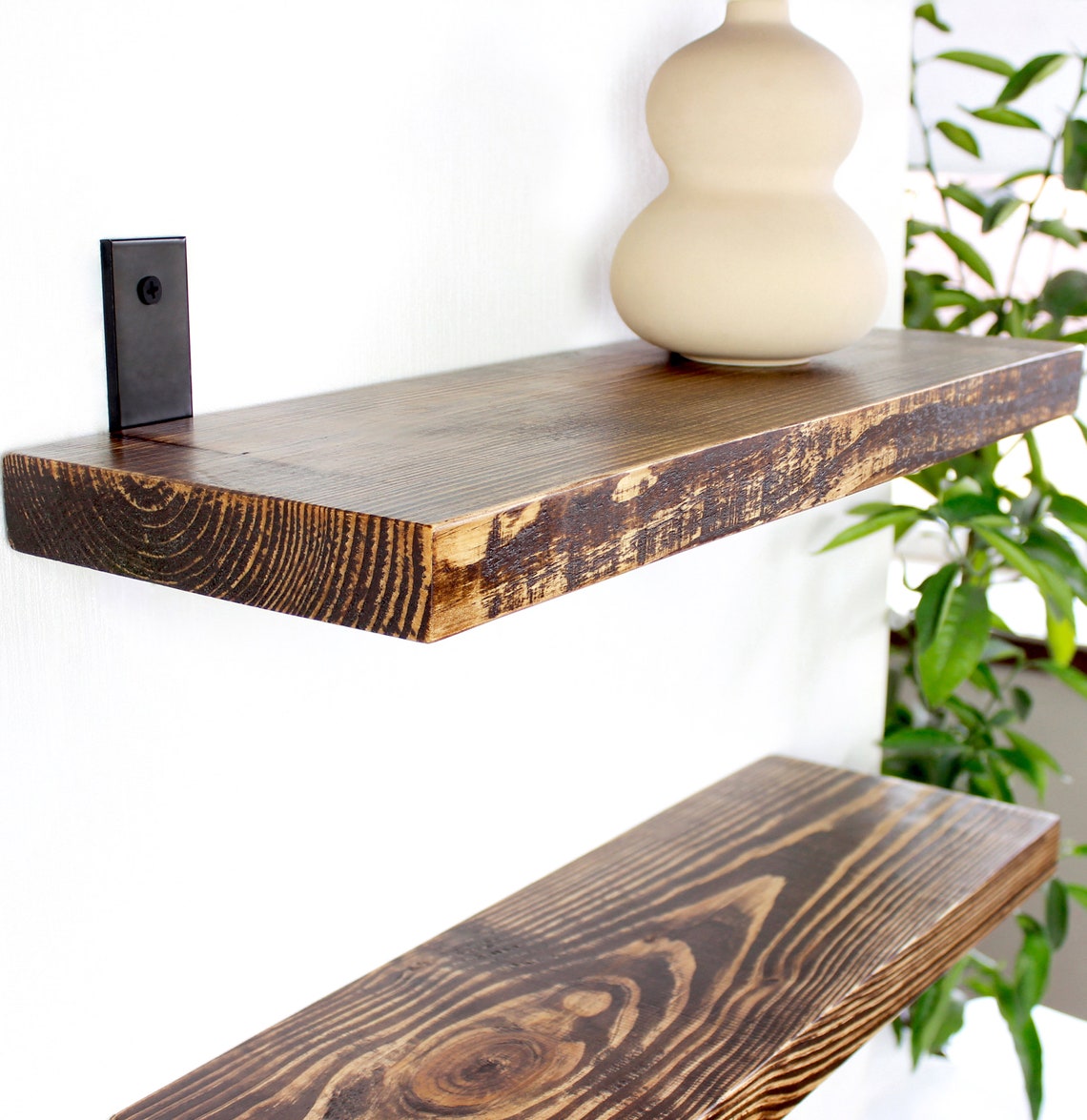 Set of 3 Rustic Wood Floating Shelves 17 x 6 inch Modern Etsy