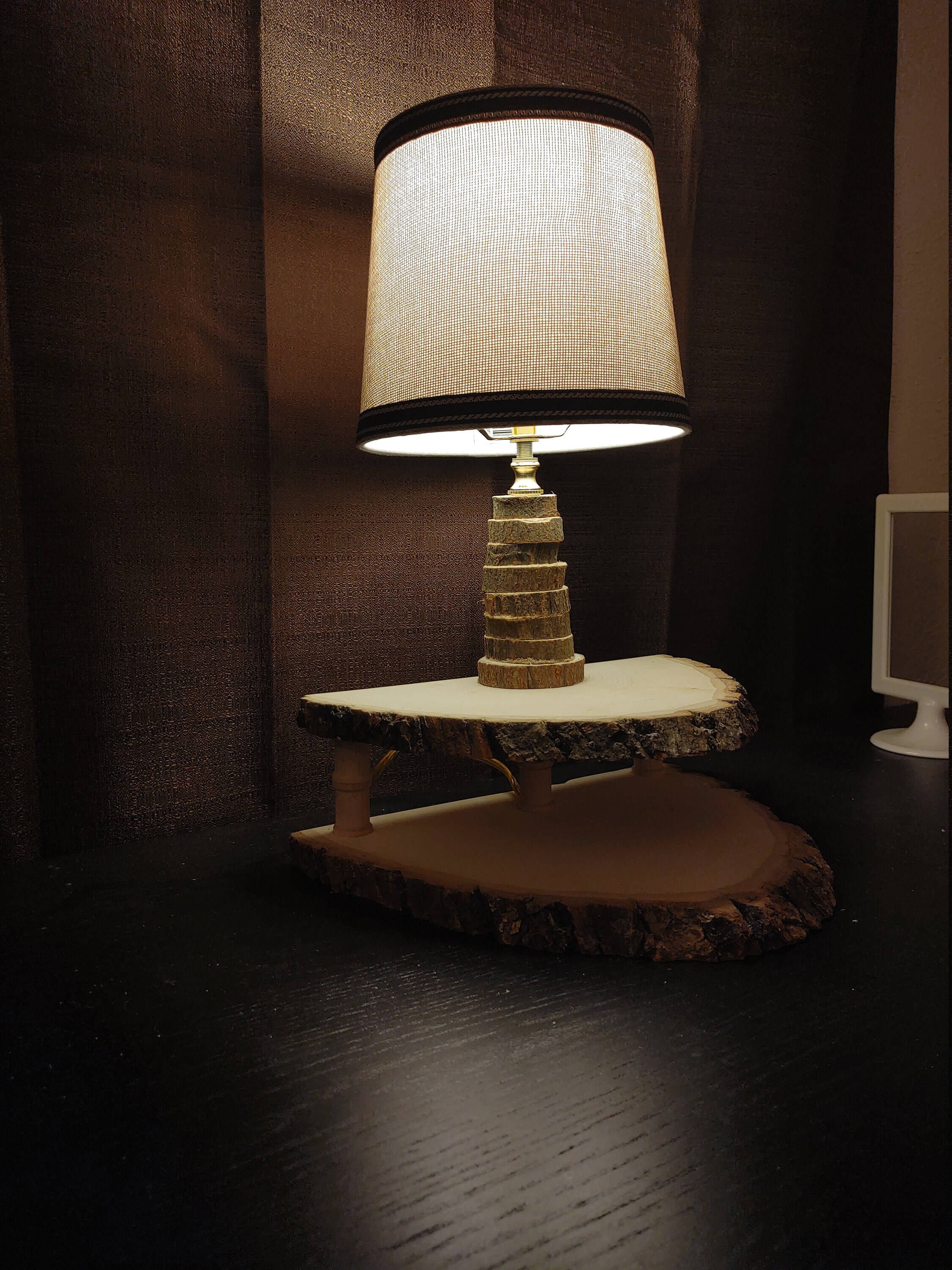 Live Edge Lamp With Shelf Etsy