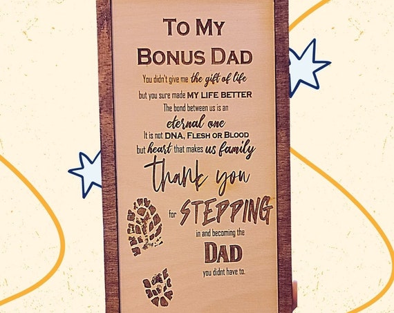 Step Dad Bonus Dad Wooden Sign Great Gift Idea,Fathers Day Gift For Step Dad