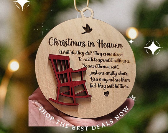 Christmas in Heaven Wooden Ornament / Ornamento Navidad en el cielo