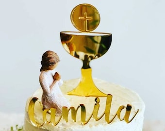 First Communion Acrylic Cake Topper / Chalice Cake Topper / Gold Acrylic Chalice Cake Topper/ Communion Cake Topper