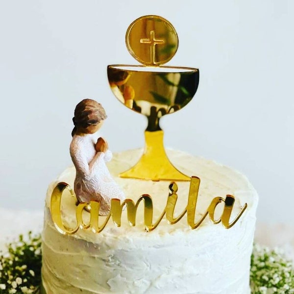 First Communion Acrylic Cake Topper / Chalice Cake Topper / Gold Acrylic Chalice Cake Topper/ Communion Cake Topper