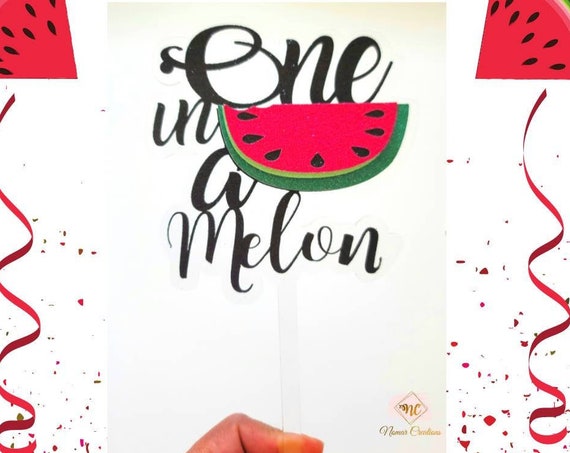 One in a Melon First Birthday / Watermelon Cup Cake Topper / Watermelon Birthday/ One in a melon Acrylic and Cardstock Cake Topper