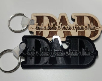Dad With Kids Names Personalized Tassel Acrylic Keychain