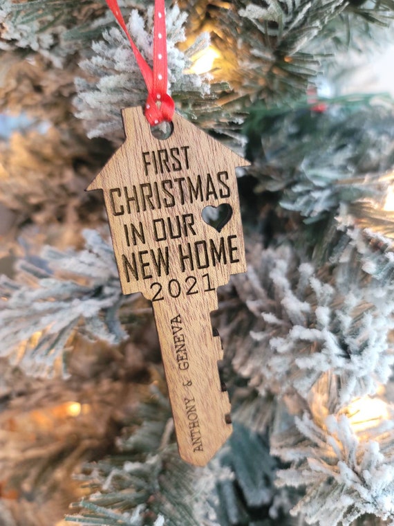 Our First Home Ornament / Christmas Key Ornament / Our First Christmas in Our New Home Ornament / House Ornament / Wooden House Ornament