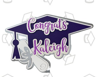Custom Graduation Cap Cake Topper: Glitter Class of 2024